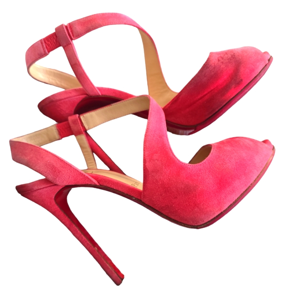 Christian Louboutin Pink Suede Peep Toe Heels Size 38